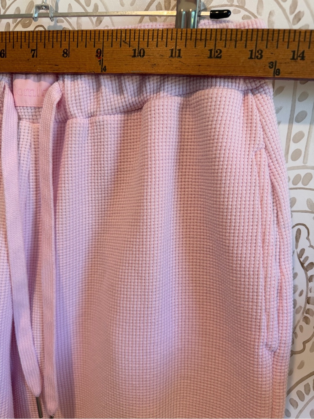 Comfrt Large Light / Baby Pink Waffle Knit Wide Leg Sweatpants - Picture 6 of 8